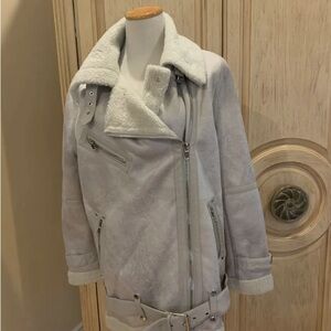 Urban Outfitters Oversized Faux Leather Moto Aviator Jacket Lilac